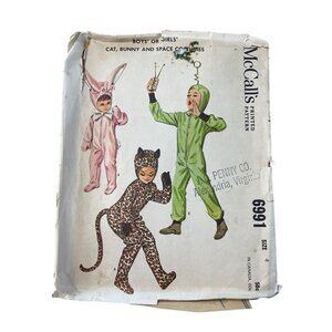 60s McCalls 6991 Sewing Pattern Size 4 Cat Bunny Space Alien Costume CUT